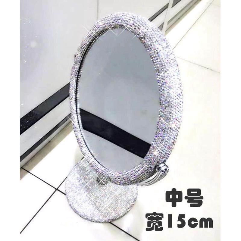 创意镶钻公主化妆镜台式镜双面镜复古大号结婚桌面放大翻转新品