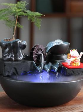 招财猫招手风车流水摆件循环水入户玄关生财办公室前台客厅开业小