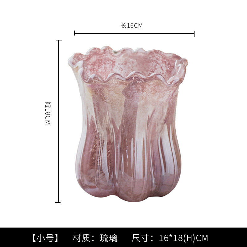 现代创意家居时尚亮金粉百财琉璃水培花瓶客厅餐桌珠光装饰品摆件