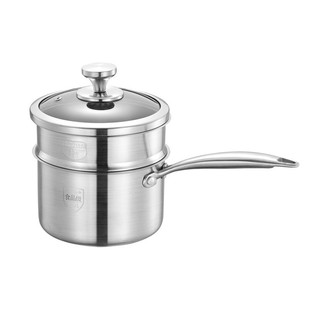 奶锅304不锈钢18cm带辅食煮粥热奶加厚婴幼儿蒸格通用蒸煮锅礼品