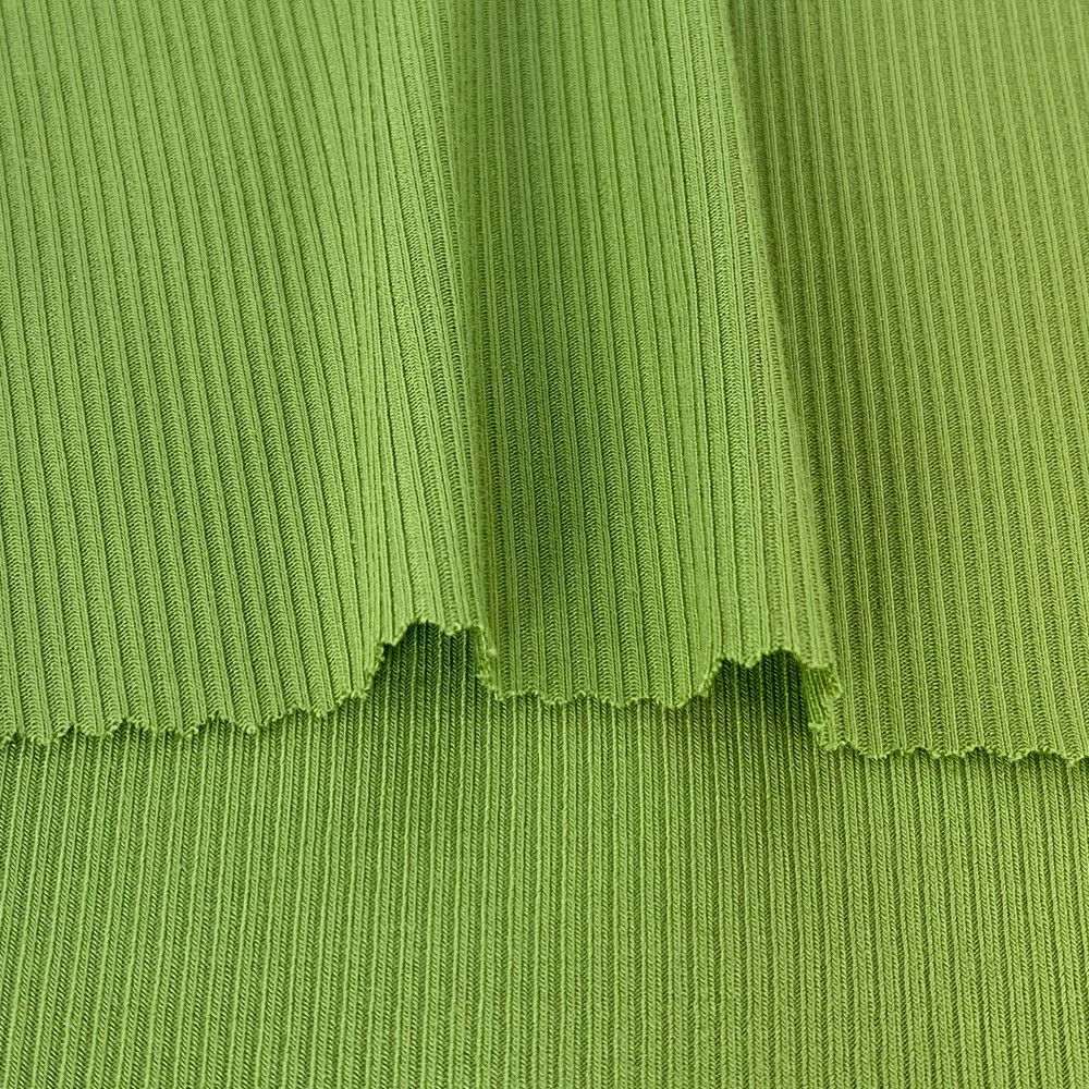 弹力氨纶针织布 40s罗纹2*2随莫代尔 260g竖条纹打底裤心裁面料