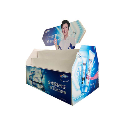 厂家设计批发超市商品展示架多层展示台促销产品台阶纸制地堆柜台