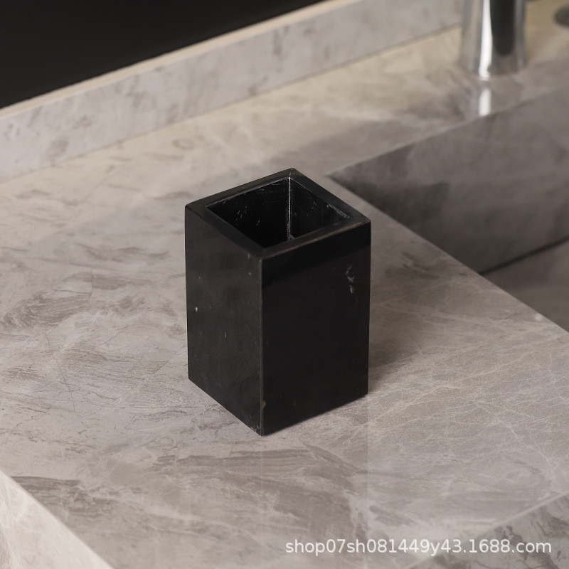 北欧大理石收纳盒梳妆洗手台梳子牙刷牙膏置物盒刷美妆化妆棉笔筒