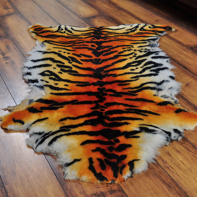 厂家批发羊毛地毯虎纹制作仿兽皮羊毛沙发坐垫卧室客厅地垫蒲团