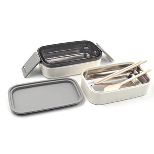 不锈钢饭盒双层筷子勺子配套齐全便携式厂家不锈钢饭盒定制批发