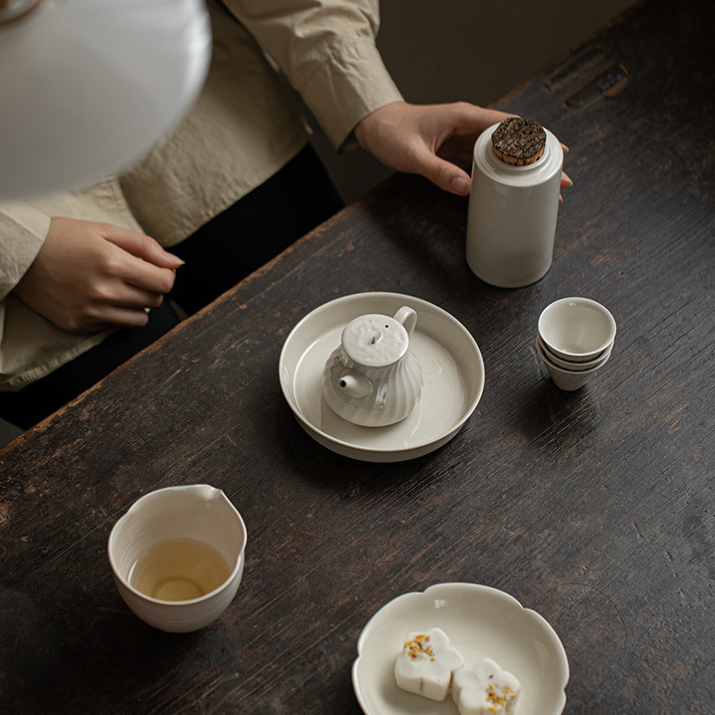 仿古草木灰釉软木塞茶叶罐茶罐陶瓷罐茶仓密封罐醒茶罐