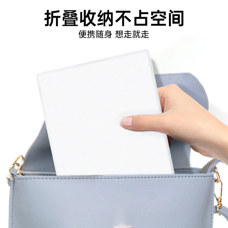 斐色耐大方镜旅行便携化妆镜可折叠带灯镜子led补光随身桌面ins风