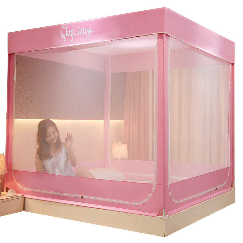 a5l新款蚊帐家用1.5米蒙古包防摔儿童防尘布顶加厚加密三开门1.8m