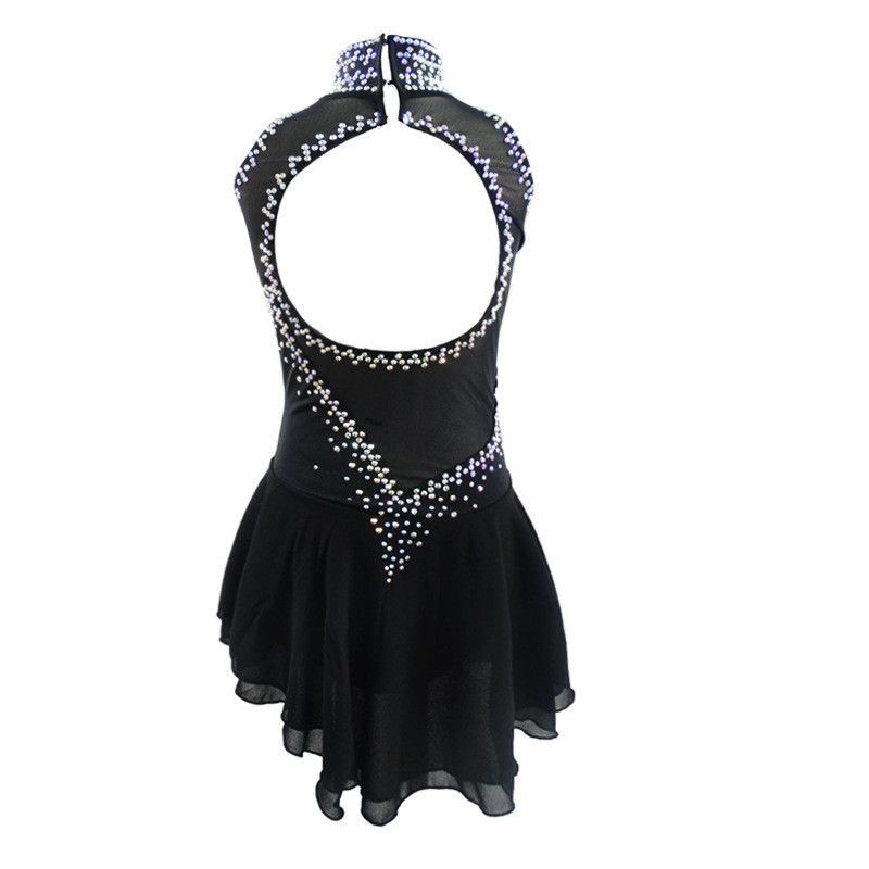 热销LIUHUO花样滑冰演出服健美比赛艺考啦啦操女竞技装黑色BD651