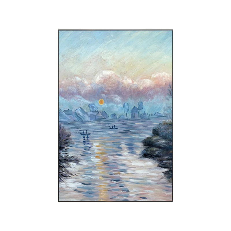 现代天空山水风景纯手绘油画蓝色客厅装饰画大海抽象肌理玄关挂画
