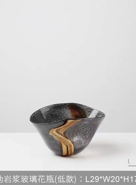 轻奢琉璃花瓶加厚水培花瓶美式样板房现代装饰品客厅插花花器摆件