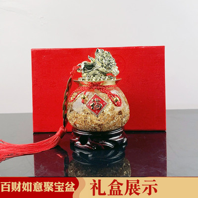 新款上市金箔百财招财聚宝盆畅销东南亚市场中式如意礼品摆件