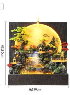 装饰玄关水幕墙屏风客厅循环水招财景观大型假山流水喷泉落地摆件