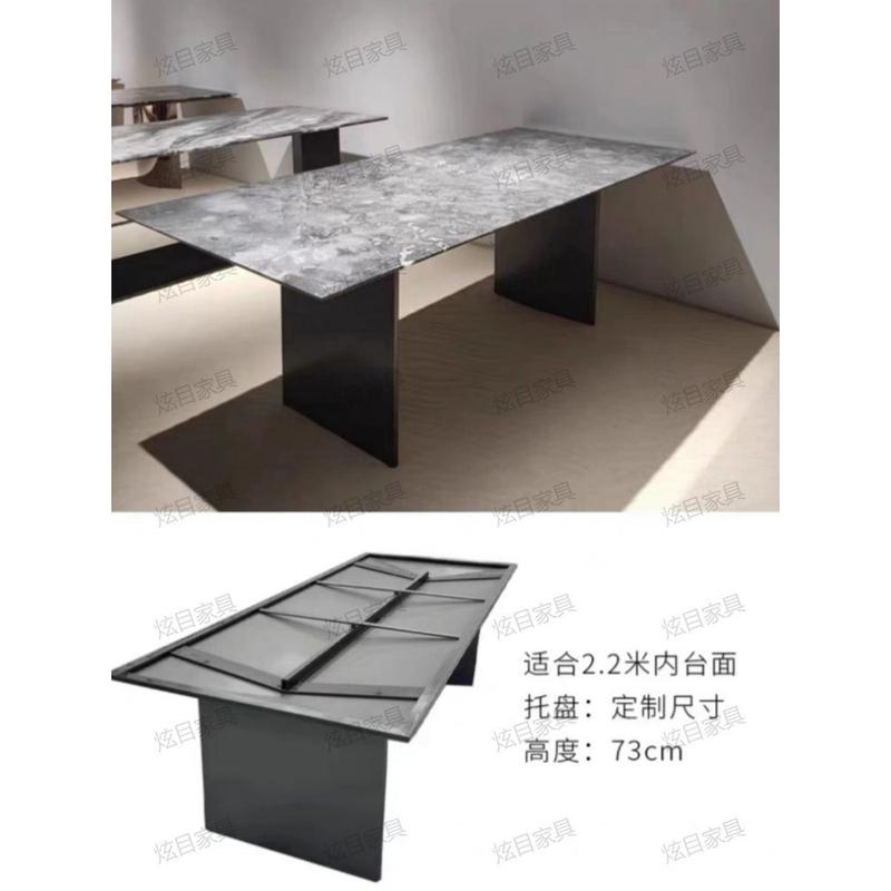 家用轻奢大理石餐桌腿支架岩板不锈钢桌脚桌腿台架长方形餐桌底座