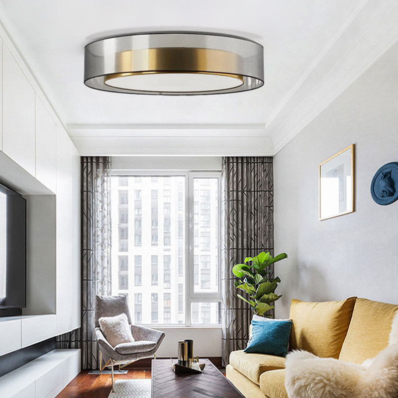 后大气全铜客厅吸顶灯北欧现代简约设计师主卧室书房圆形led吸顶