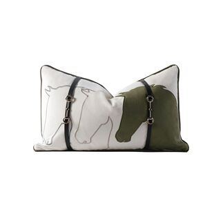 热销轻奢卧室沙发抱枕高级感居家蓝色马头靠枕样板间搭配复古靠垫