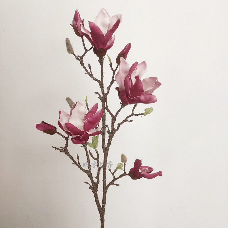 。手感大玉兰仿真花干花假花客厅落地装饰瓶插花艺中式单枝摆件