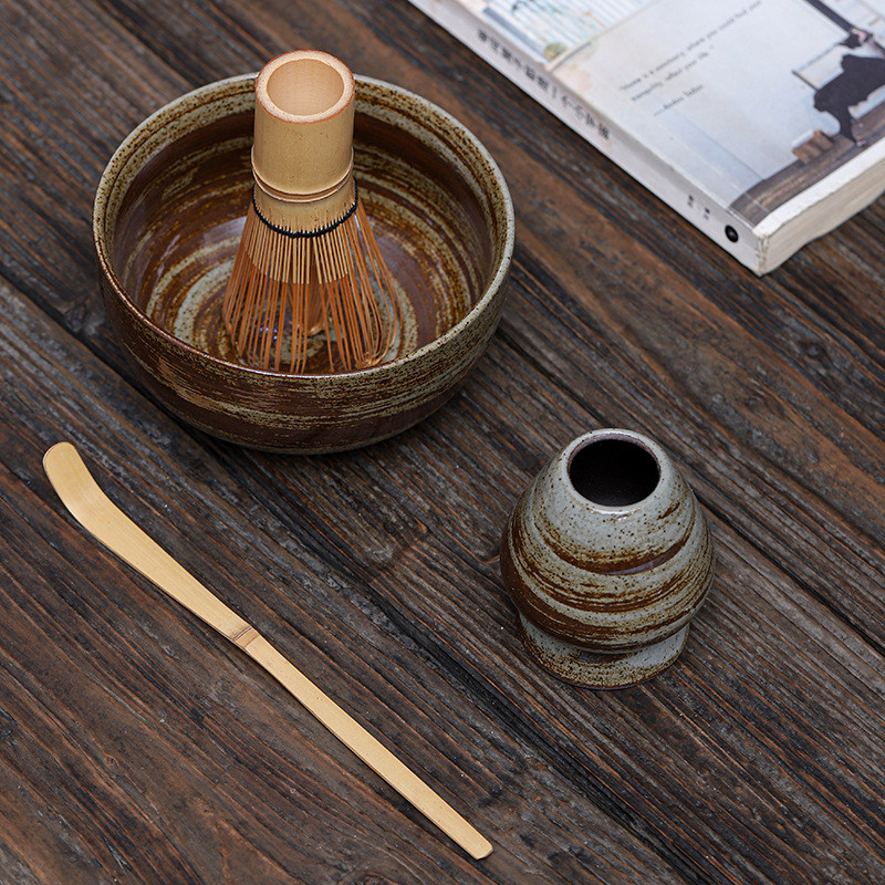 热销立抹茶碗套装日式复古抹茶搅拌器宋代点茶工具配件百本粗陶茶