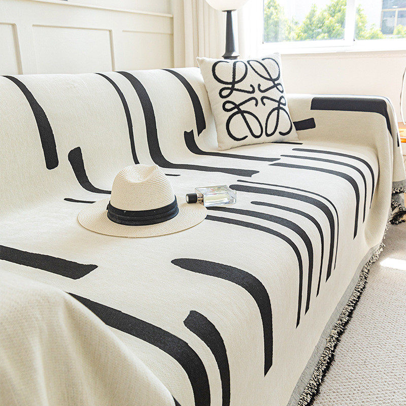 雪尼尔防猫抓沙发巾全盖布北欧高级感沙发套全包万能罩防滑沙发垫