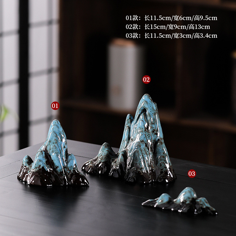 中式创意山水枯沙盘假山造景禅意摆件客厅玄关茶室桌面鱼缸装饰品