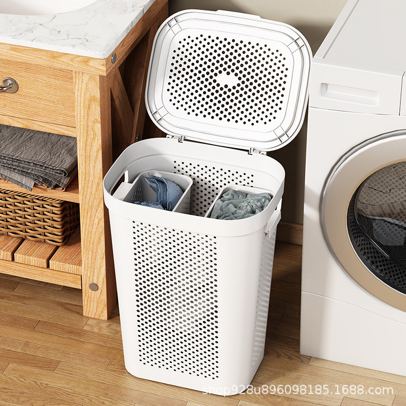 凡高脏衣服收纳筐卫生间大容量脏衣篮带脏衣篓轮家用浴室收纳筐