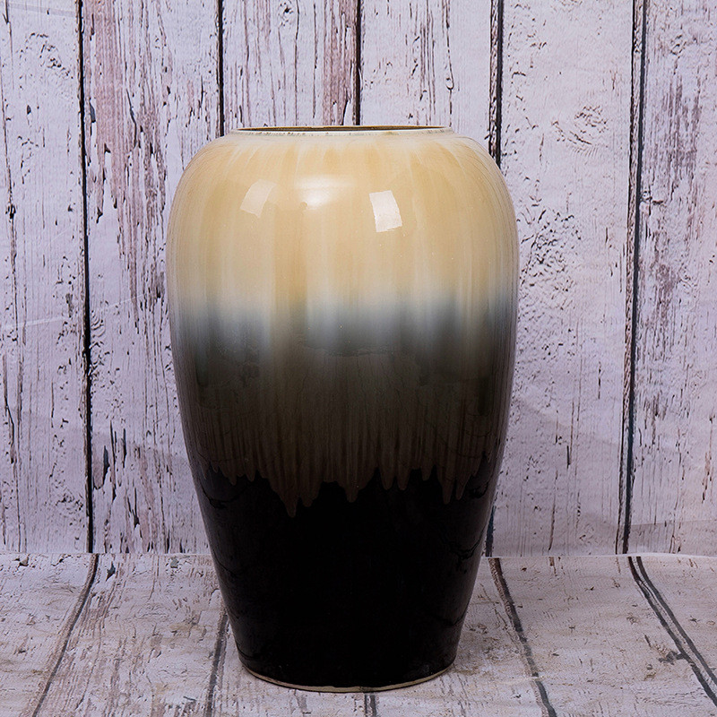 景德镇手工复古粗陶落地花瓶坛子缸花盆插花器干支室内外装饰品