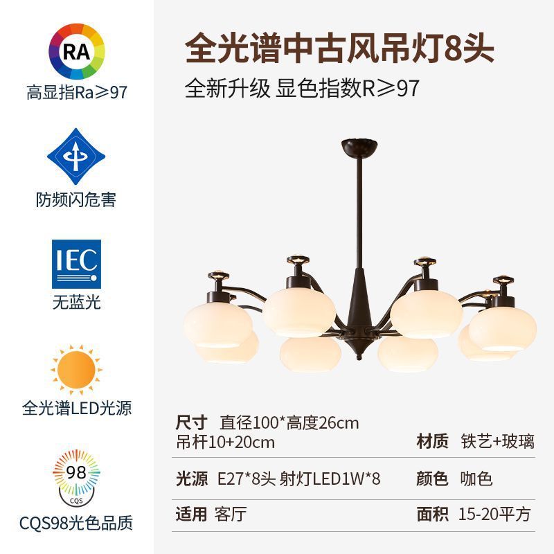 客厅吊灯中古南洋风轻奢新款主设计师法式美式复古田园大厅玻璃灯