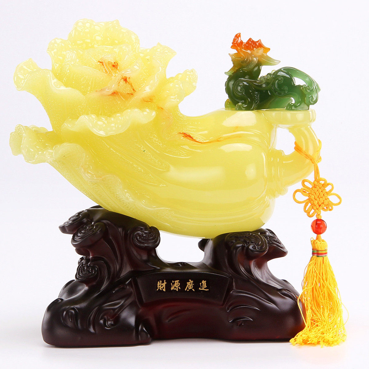 财源店铺进皮休玉白菜摆件树脂工艺品客厅酒柜装饰公司广开业礼品