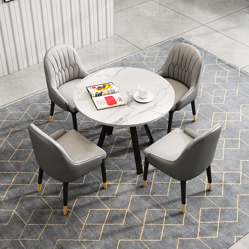 岩板休息区洽谈桌椅组合办公室会客简约现代休闲店面商务接待圆桌