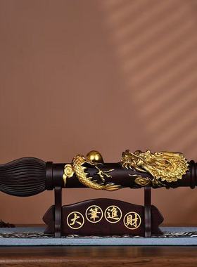 龙木雕文昌笔摆件红木大笔进财黑檀笔花梨金榜提名毛笔家居木质品