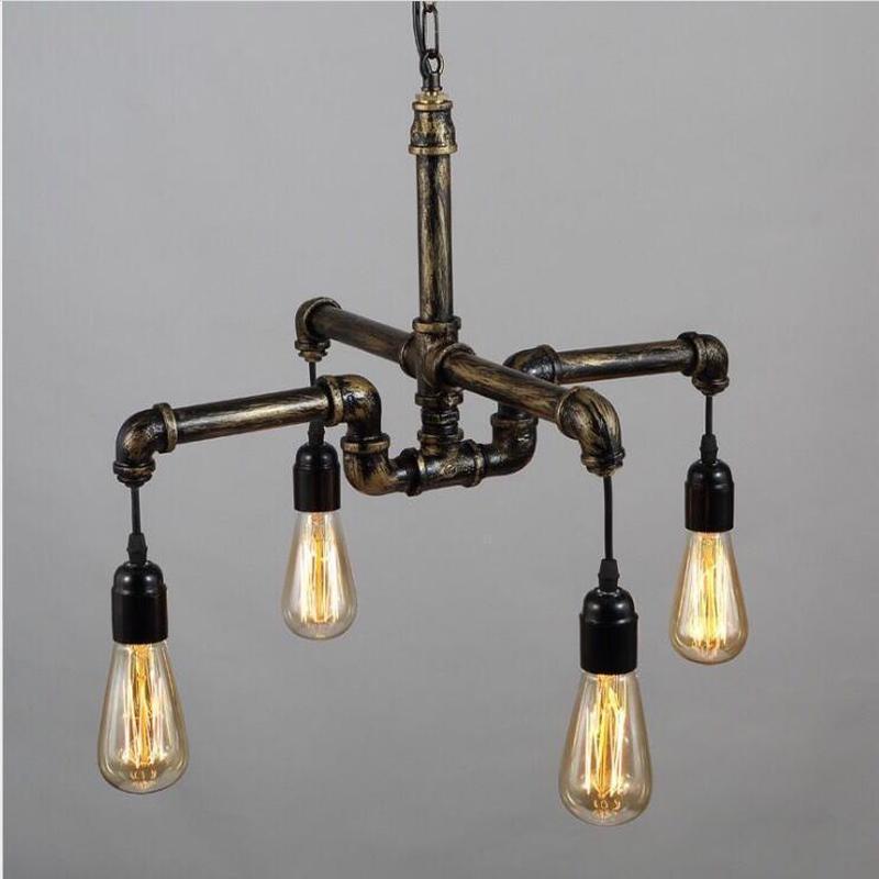 餐厅工业风复古简约青古铜水管铁艺酒吧咖啡美式过道走廊吧台吊灯