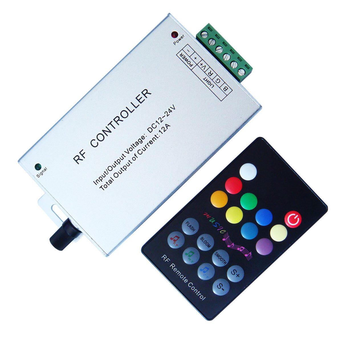 led音乐控制器 rf18键音乐控制器 带音频输入口 rgb声控控制器