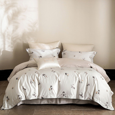 超细旦天丝棉丨清新田园风80支超柔黑曜珍丝四件套花卉印花四季用