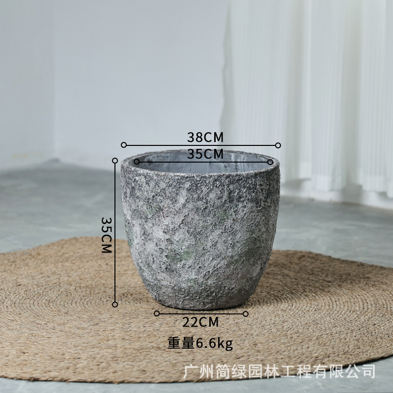 大花盆创意水泥北欧户外庭院圆形新款艺术鸭脚木特大号轻奢高级感
