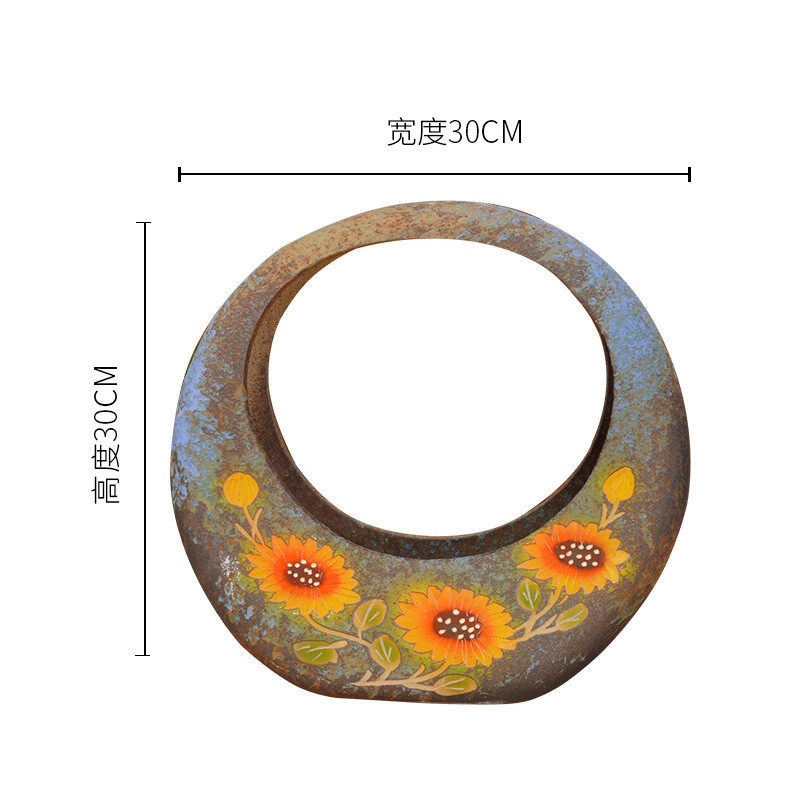 景德镇陶瓷花盆家用可种菜高颜值油画风向日葵圆形绿植器皿多肉盆