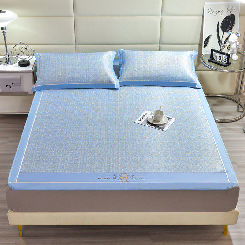 厂家批发夏季凉席冰丝席藤席三件套单人学生宿舍艾草夏天草席子