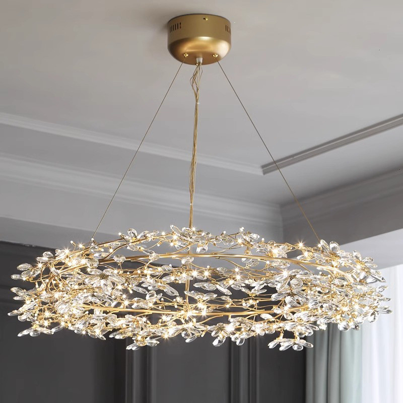 美式乡村树枝水晶客厅萤火虫装饰灯展厅样板房服装店吊灯装饰个性