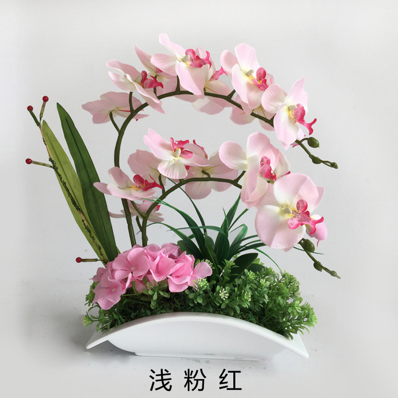 厂家批发陶瓷蝴蝶兰仿真花盆栽花卉仿真绿植物盆景假花装饰