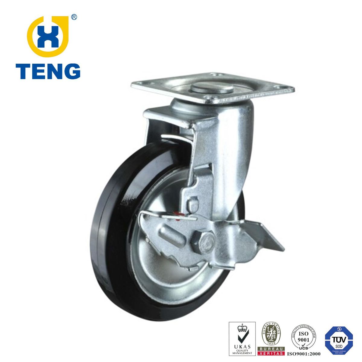 脚轮日式刹车平板橡胶脚轮折叠笼车6寸车轮子手推