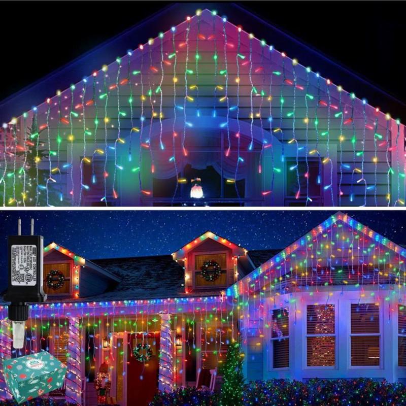 10米400低压窗帘灯圣诞节日装饰led灯串户外灯冰条灯