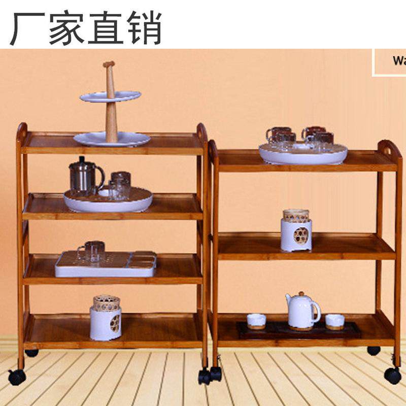 楠竹移动餐车推车火锅置物架实木家用厨房推车水车茶菜架