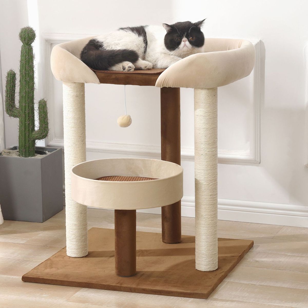 网红大床猫窝猫树一体猫爬架日式缅因布偶大型攀爬剑麻柱猫咪用品