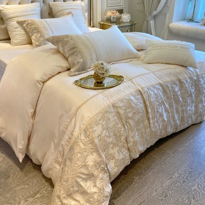 高级感A类全棉磨毛纯棉四件套春夏浮雕刺绣被套床单高档床上用品4