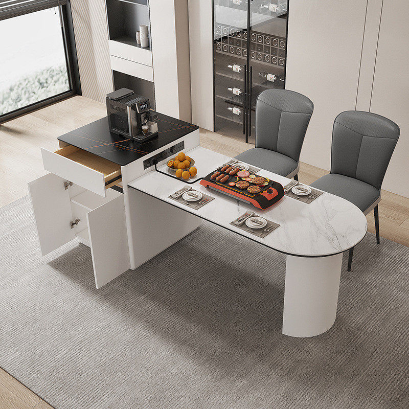 意式岩厨房中岛台餐桌椅吧台一体伸缩轻奢家用小户型多功能板岛台,住宅家具,岛台餐桌,淘宝优惠券,粉丝福利购,淘宝优惠卷