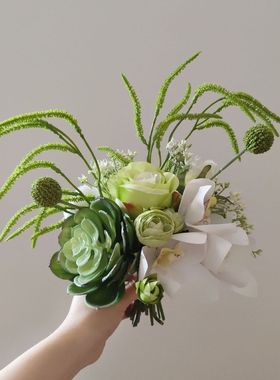 m332a四面洽谈桌花白绿道具前台批发仿真花绢花假花商务婚庆亚马