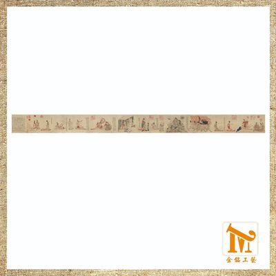 热销清末于非闇摹顾恺之女史卷人物复制国画小横幅艺术绢布全图卷