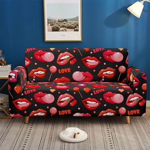 弹力全包沙发套懒人多人组合沙发套罩批发红唇沙发套
