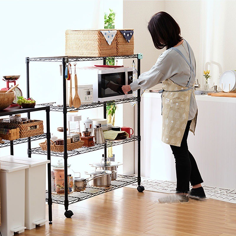 批发置物架厨房收纳架落地碳钢层架货架家用多层不锈钢储物i