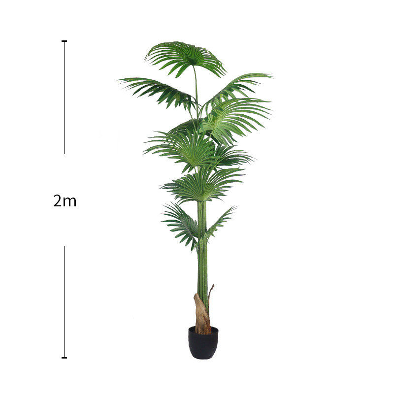 北欧仿真绿植蒲葵假花批发扇形客厅家居盆栽摆件拍照道具加州物