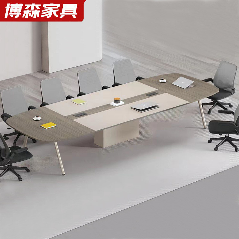 热销多人会议桌长桌椅组合办公桌椅多功能线盒办公桌简约长方形会